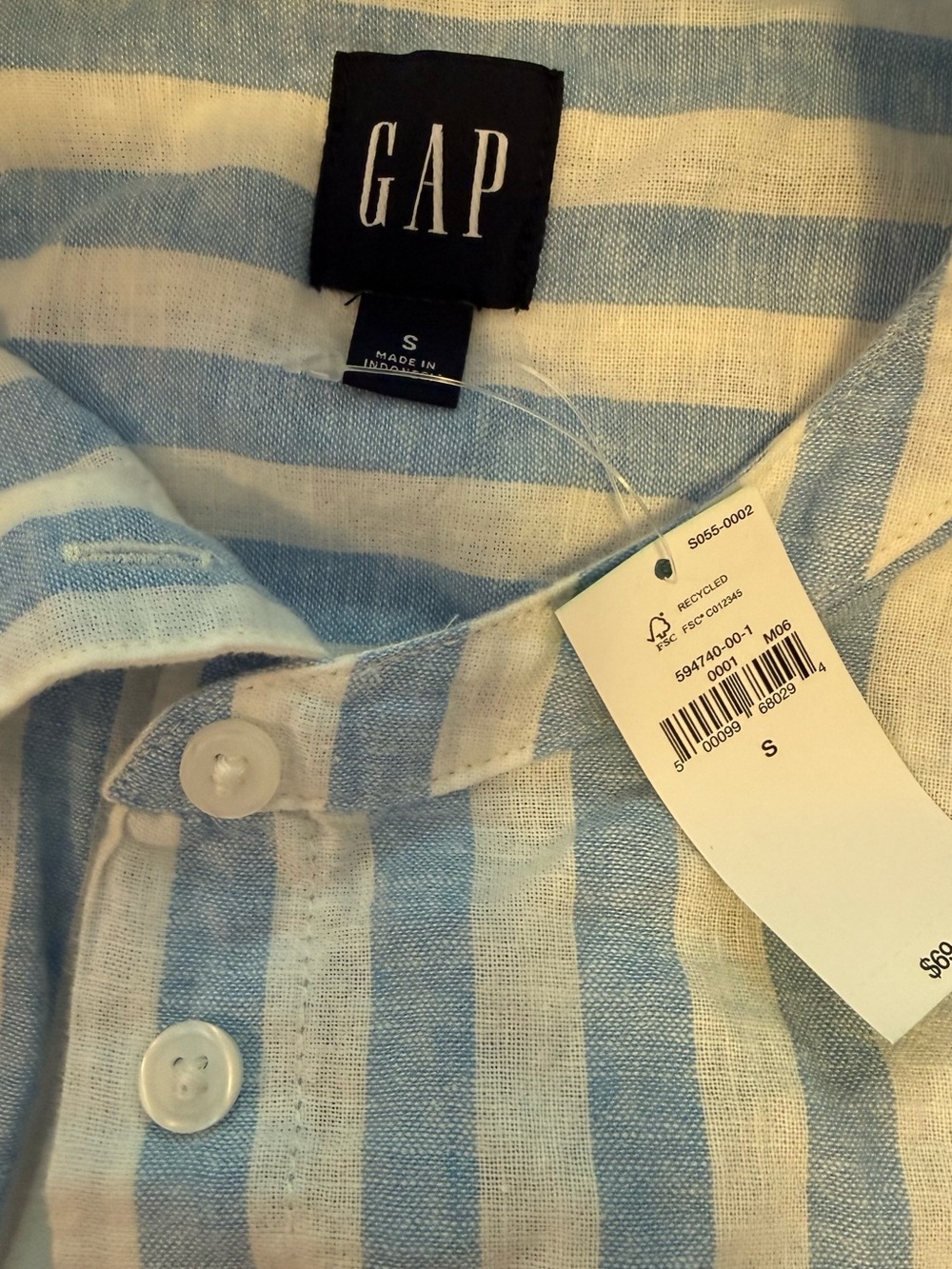 GAP Blue and White Striped Button-Front Belted Dress - Picture 6 of 6
